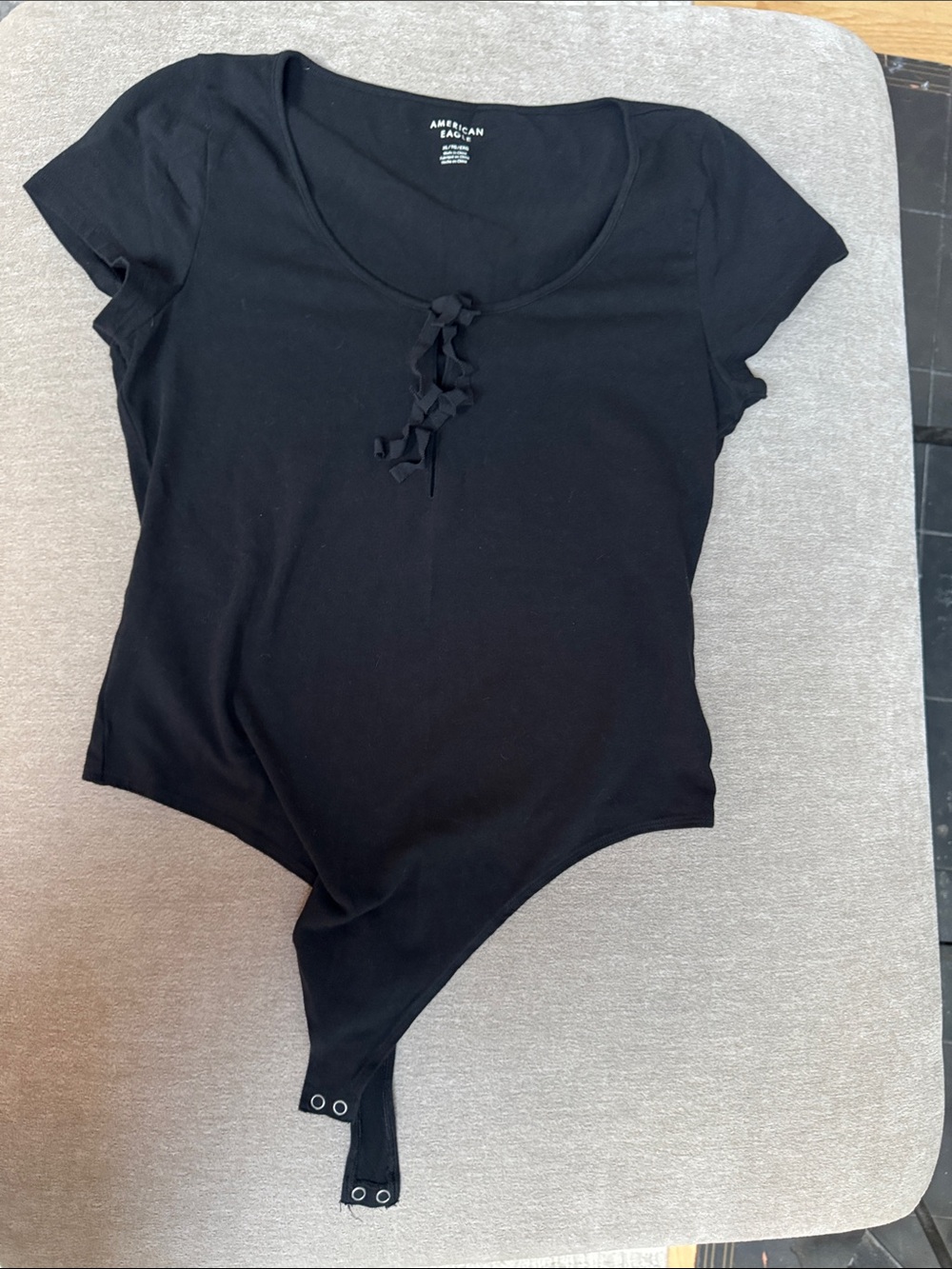 American Eagle Outfitters Black Short Sleeve Bodysuit